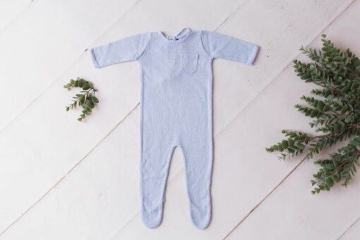 Rafael Newborn Footed Romper | light blue