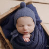 Newborn Pompom Bonnet | Denim Blue