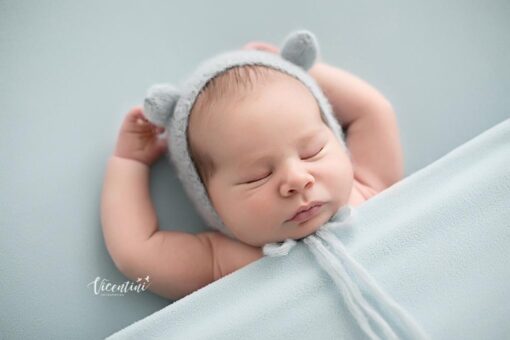 Newborn Bear Bonnet | Light Blue